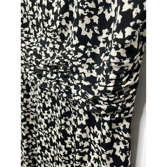 DressBarn Ditsy Floral Print Ruched Sleeveless Midi A-Line Dress Womens Plus 16 - Picture 5 of 11